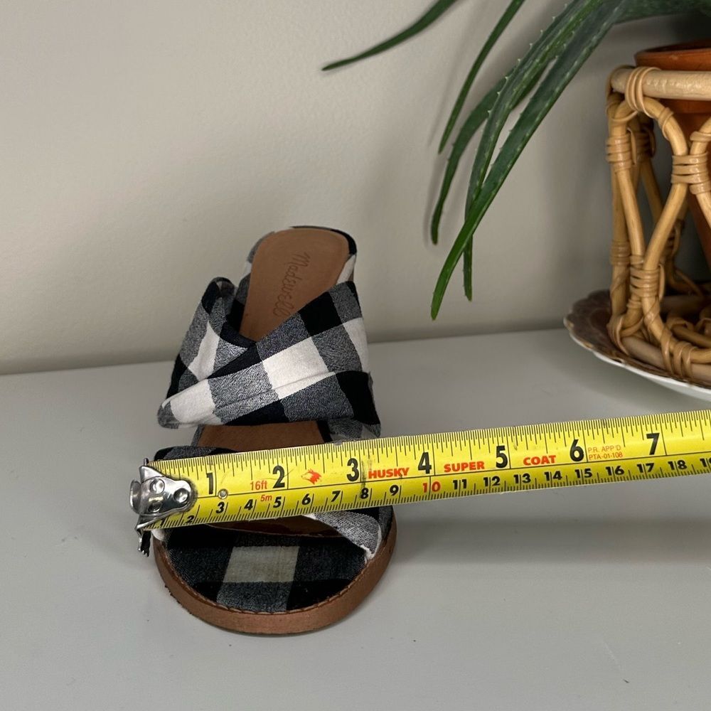 Madewell Alexandria Gingham Block Heel Sandals Twist Strap Black White Mule 7.5 - Picture 14 of 14